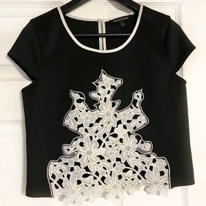 Black/ Floral Crop Top